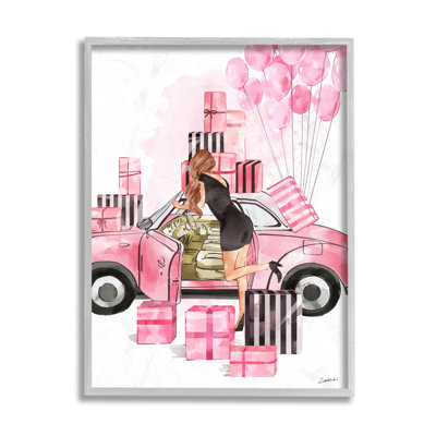 «Pink Fashionista Glam Car Stylish Gift Boxes» par Ziwei Li - impression d'art graphique