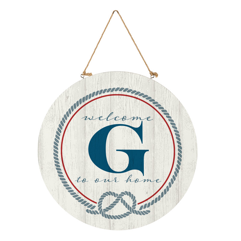 Coastal Door Decor Monogram Blue 18" G G, Blue/White/Red