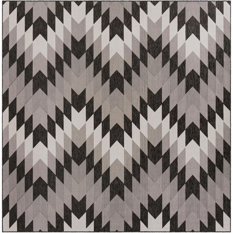 Tapis noir Aucun Nykeia, Carré 10 pi