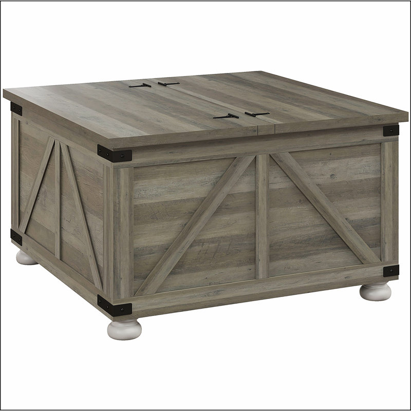 Table basse avec rangement dissimulé, table centrale carrée, Gris