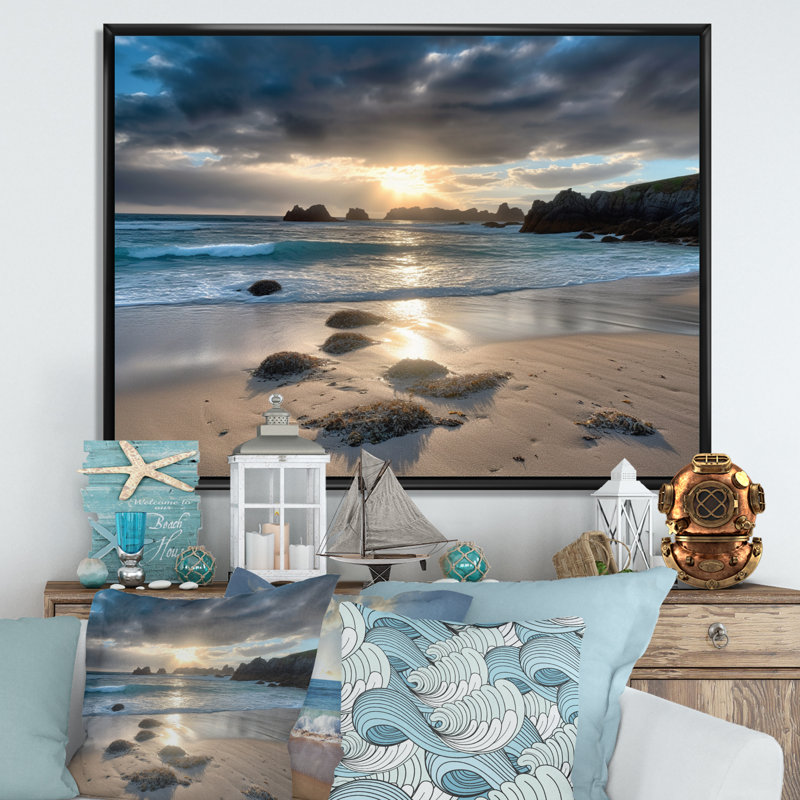 «Beautiful Porthcothan Bay V», reproduction sur toile, H 34 po x l 44 po x P 1,5 po, Cadre flottant noir