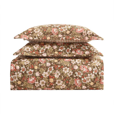 Laura Ashley Marta Cotton Reversible Brown Quilt Set