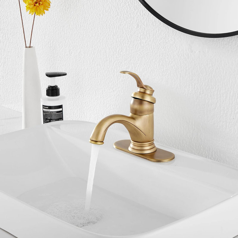 Antique Brass Bathroom Sink Faucet Single Handle