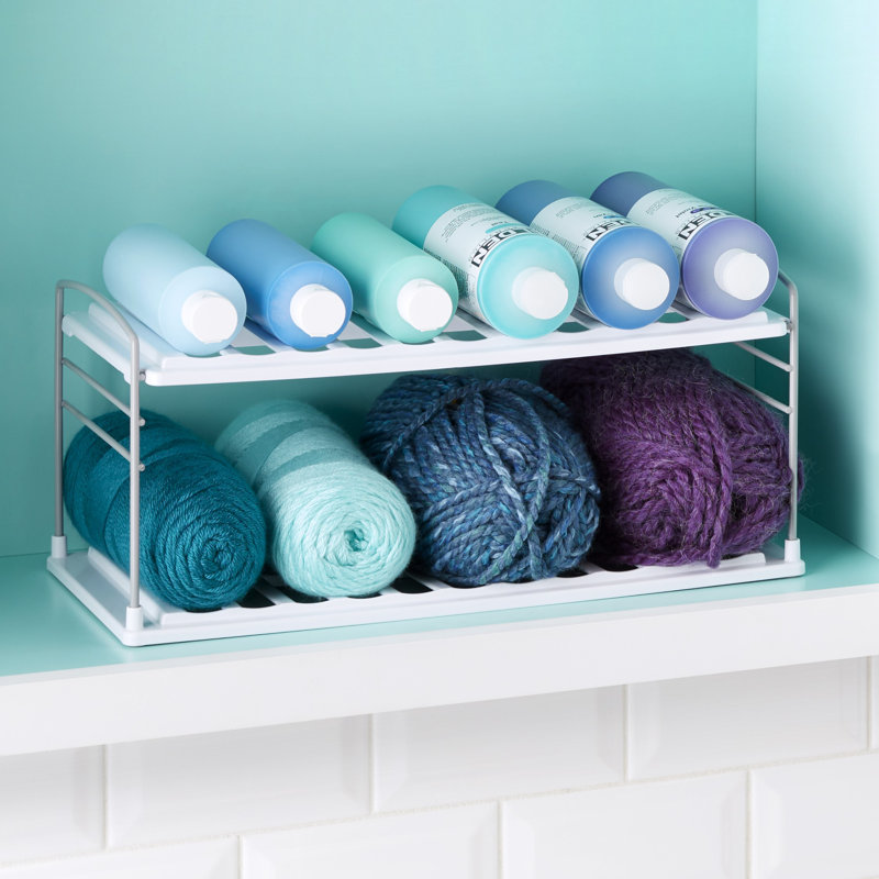 Adjustable 2-Shelf Wide Steel Bottle & Mug Organizer
