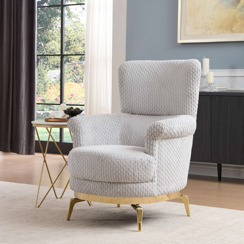 Chaise de style moderne Zoe en bois et or, Tissu gris