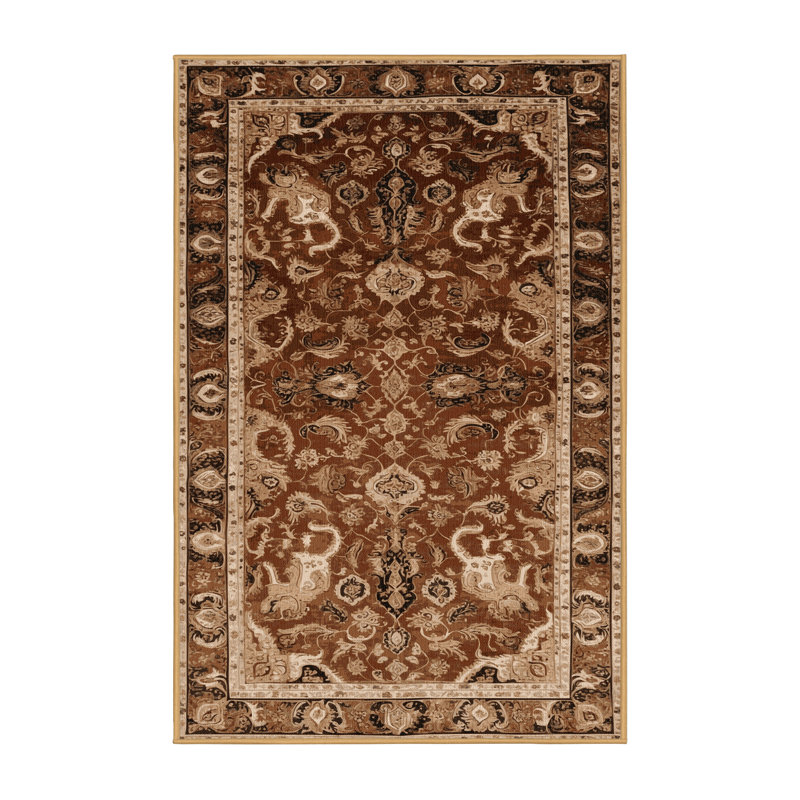 Machine Washable Persian Brown Area Rug, Rectangle 2' x 3'