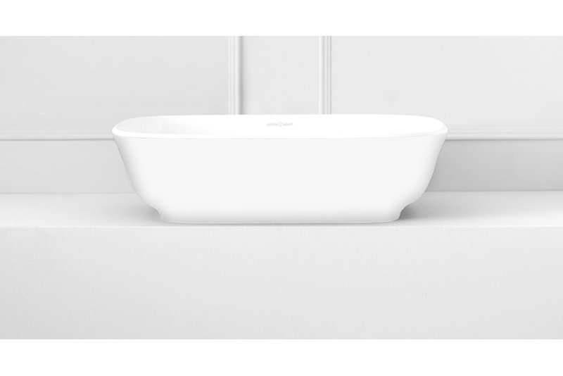 Painted Ios 59-1/2" x 31-5/8" Freestanding Soaking Bathtub in Volcanic Limestone™ with Overflow Hole