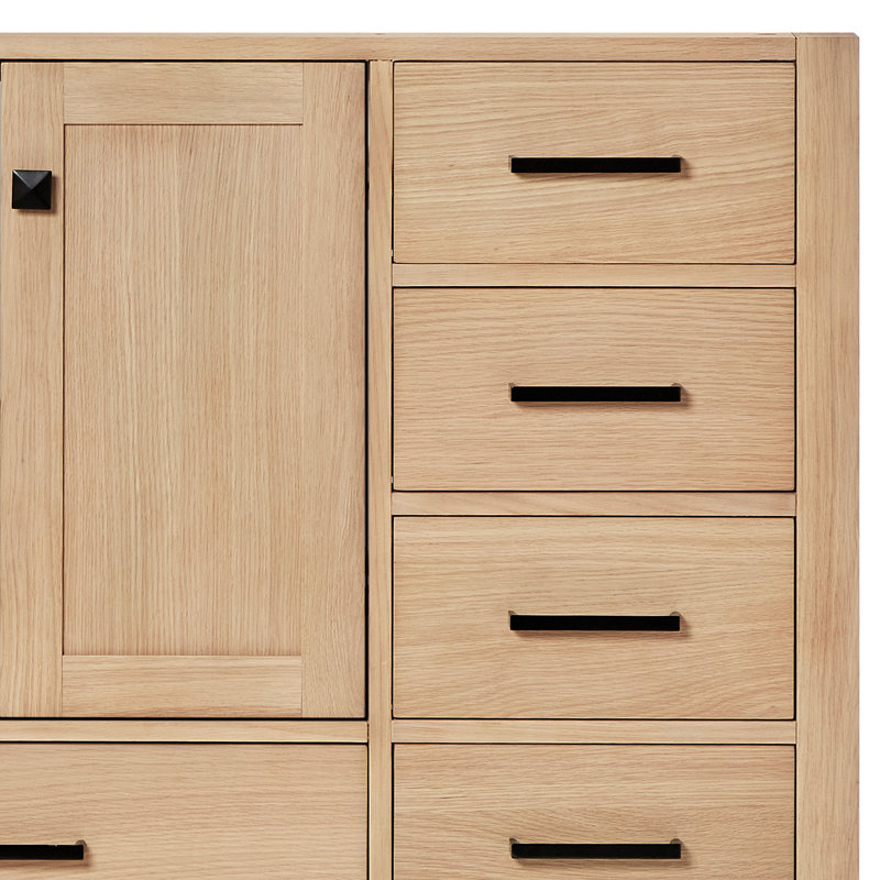 Cambridge 61'' W Single Vanity, Matte Black, Oak