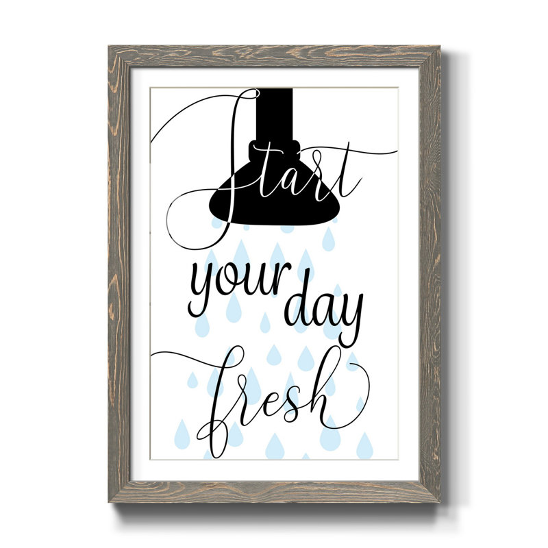 «Start Fresh» - Reproduction d'art textuel sur papier encadré, H 31,5 po x l 23,5 po x P 1,5 po, Gris