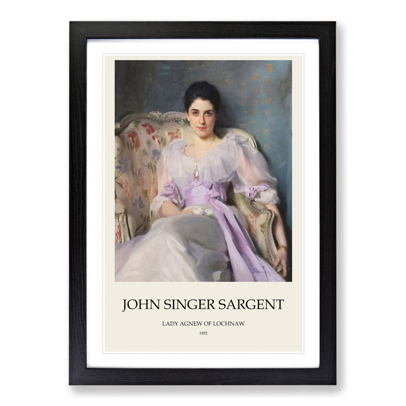 Lady Agnew of Lochnaw by John Singer Sargent - Picture Frame Art Prints, 65cm H x 48cm W x 2cm D, Black Framed