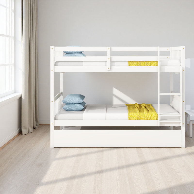 Lit superposé simple avec échelle et garde-corps de sécurité, Blanc