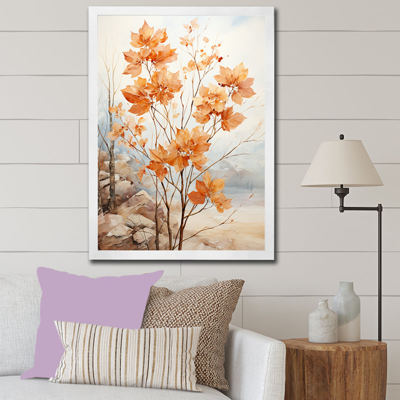 «Abstract Foliage Peach Maple Tree II», reproduction sur toile, Cadre photo blanc, H 40 po x l 30 po x P 1,5 po
