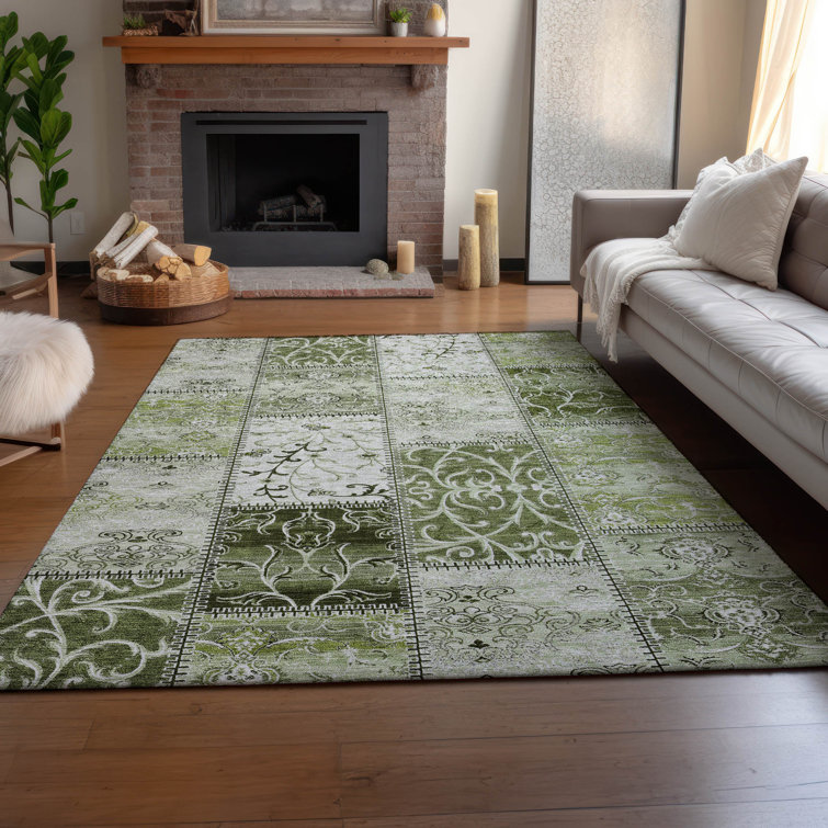 Premium Machine Washable Cerrito AMF566 Green Rug