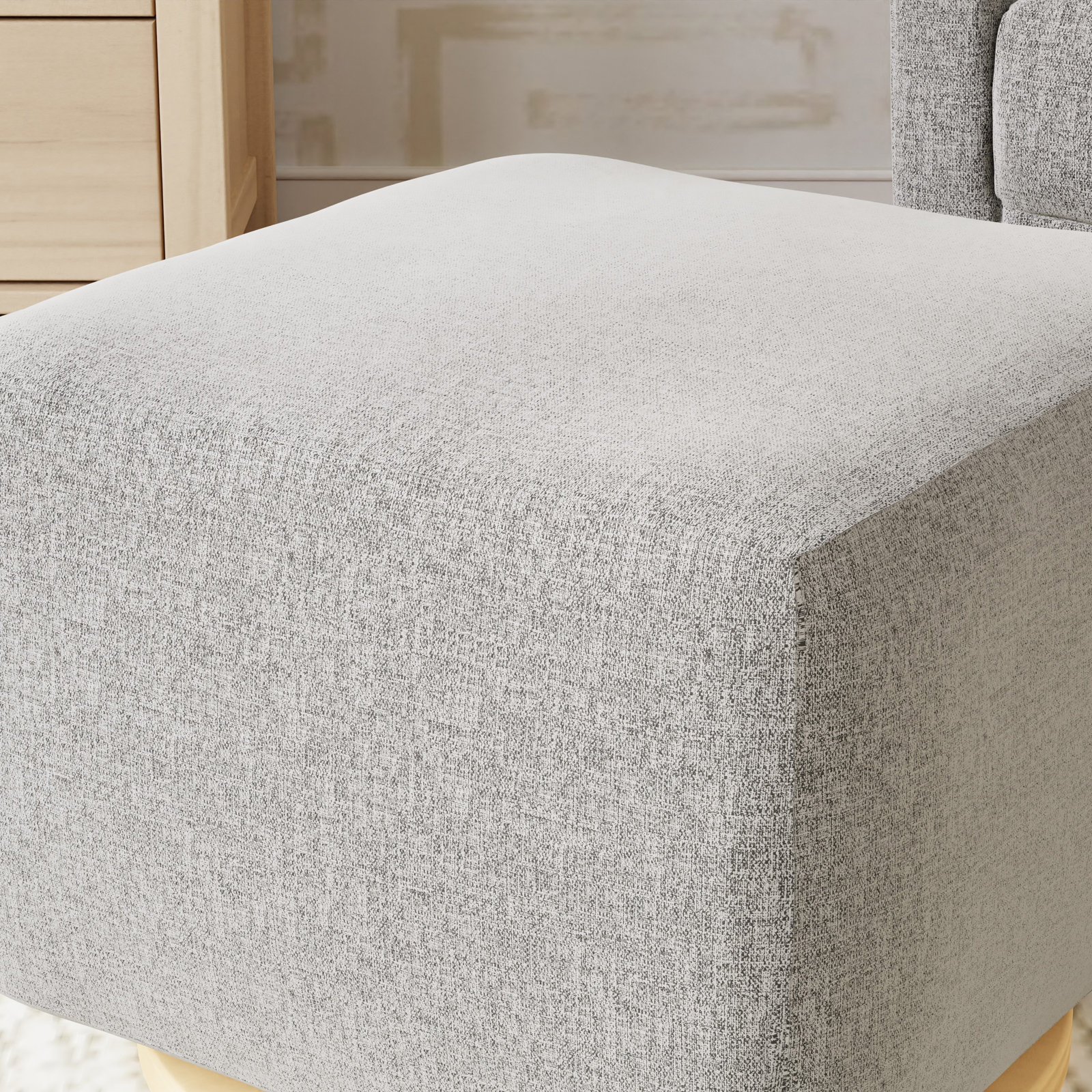 Kiwi Gliding Ottoman, Gray Polyester Blend, Natural