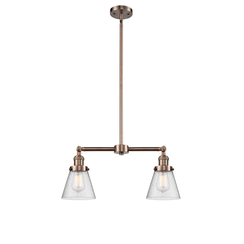 Stonecipher 2 - Light Kitchen Island Pendant, 6 Watt Vinage LED Bulb, Seedy, Antique Copper