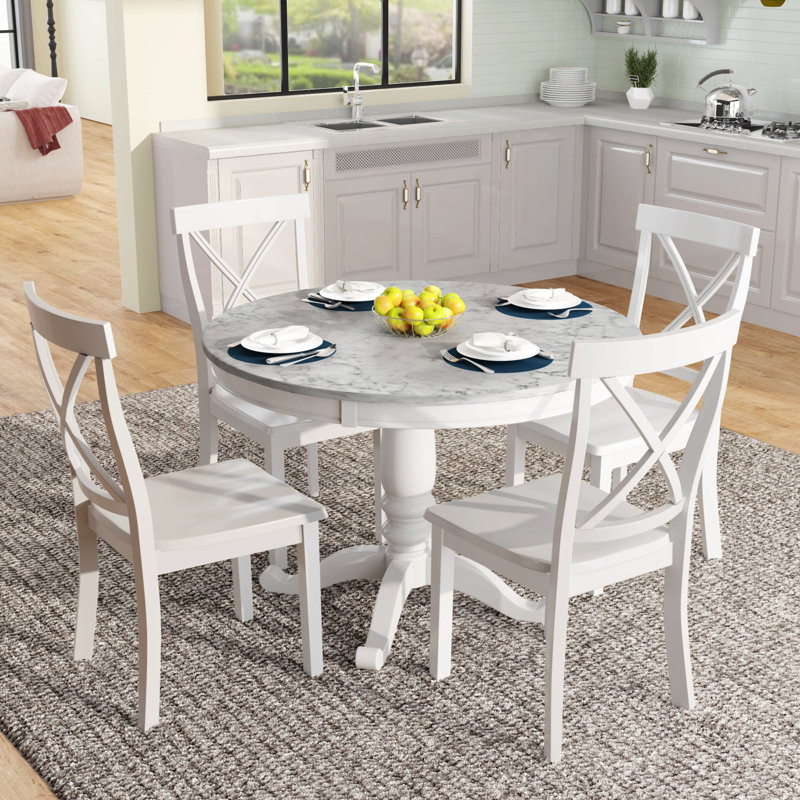Orisfur. 5 Pieces Dining Table And Chairs Set For 4 Persons, Kitchen Room Solid Wood Table With 4 Chairs