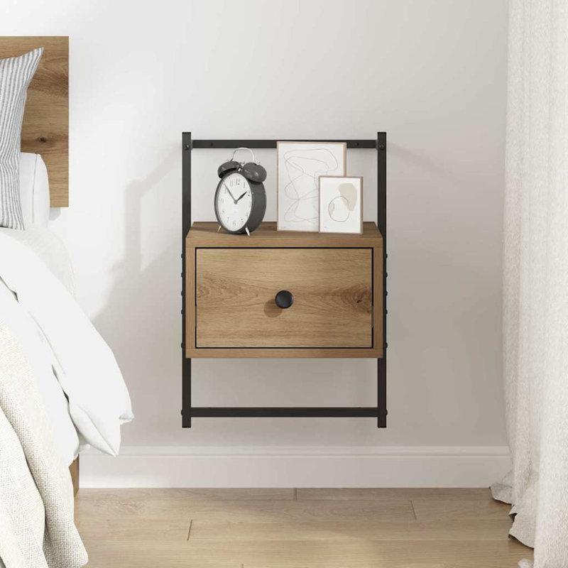 35cm W Manufactured Wood Bedside Table, Artisan Oak