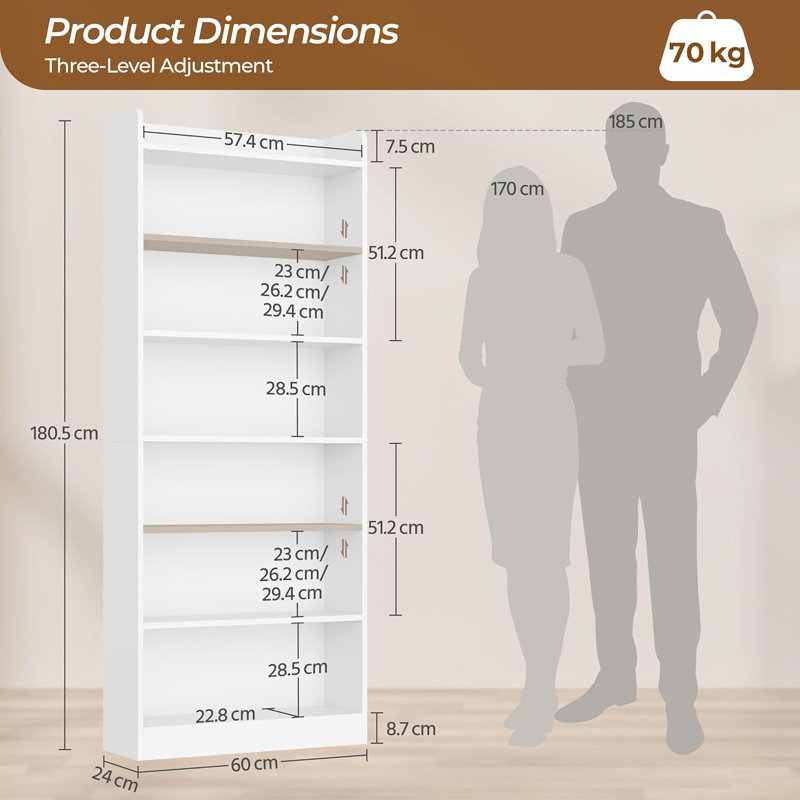 180.5cm H x 60cm W Standard Bookcase