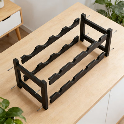 Bamboo Wine Rack For 8 Bottles, 2-Tier Freestanding Countertop Wine Holder, Sturdy Storage Shelf For Kitchen, Bar, Pantry, Or Wine Cellar