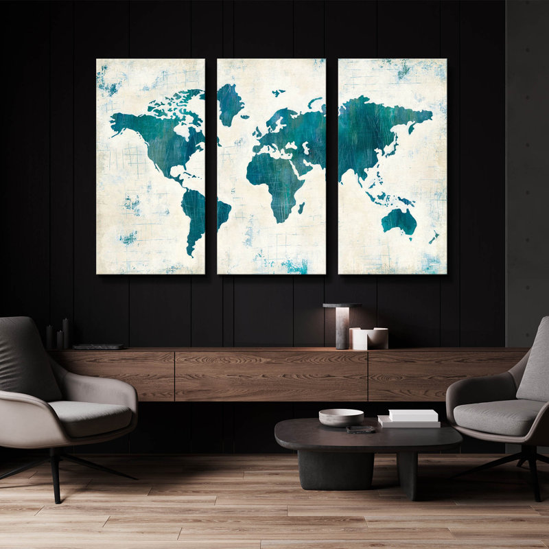 « Découvrez le monde bleu » de Melissa Averinos, triptyque mural, 152 x 102 cm, 60 po x 40 po