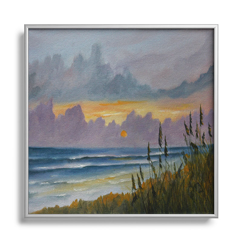 «Morning has Broken» - Peinture encadrée sur verre, H 20 po x l 20 po x P 1 po, Argent