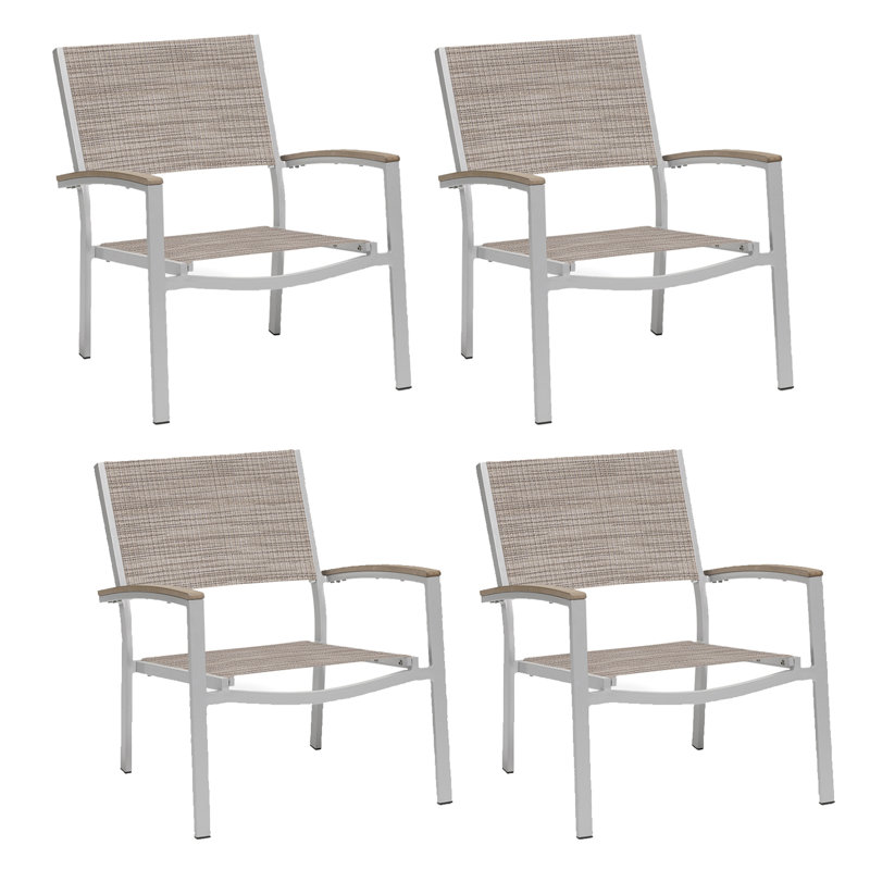 Travira Outdoor Lounge Chair, Tekwood Vintage, Natural Sling