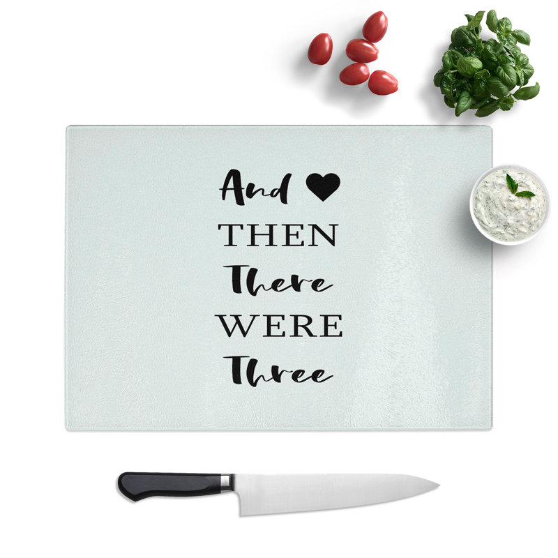 Then There Were Three Typography Chopping Board, 28.5cm W x 39cm L