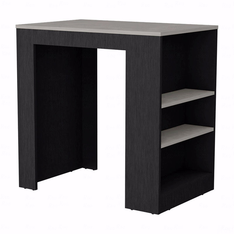 Kitchen Island With 3-Side Shelves, Black