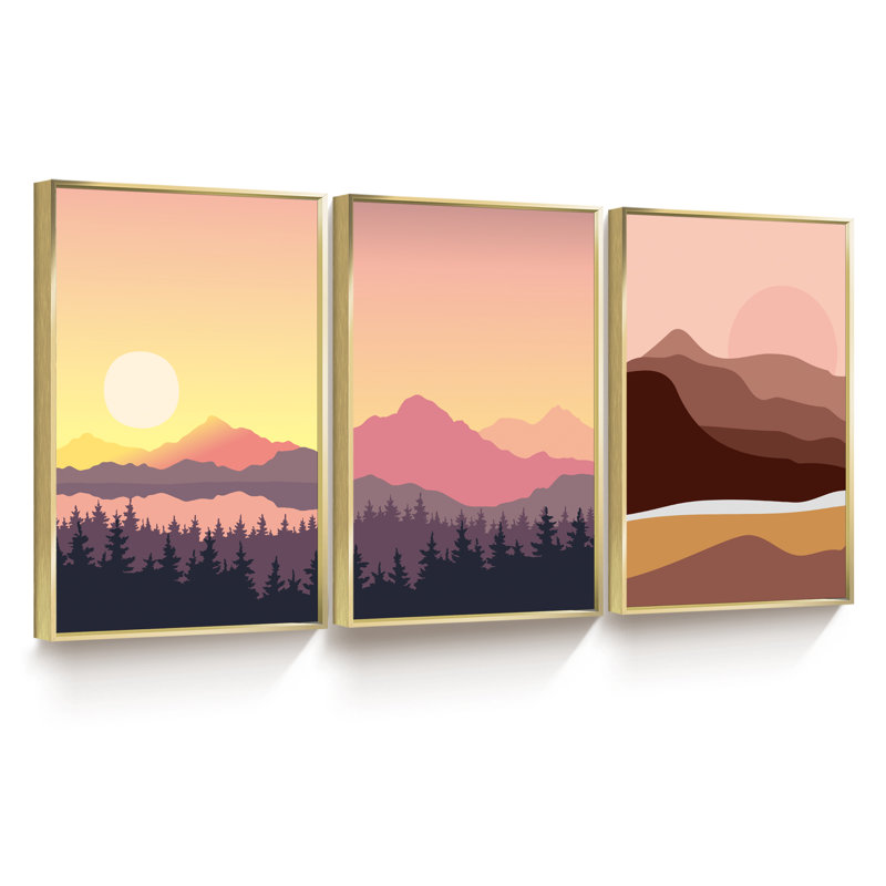 3 - Pieces, 36" W x 16" H x 1.5" D, Gold