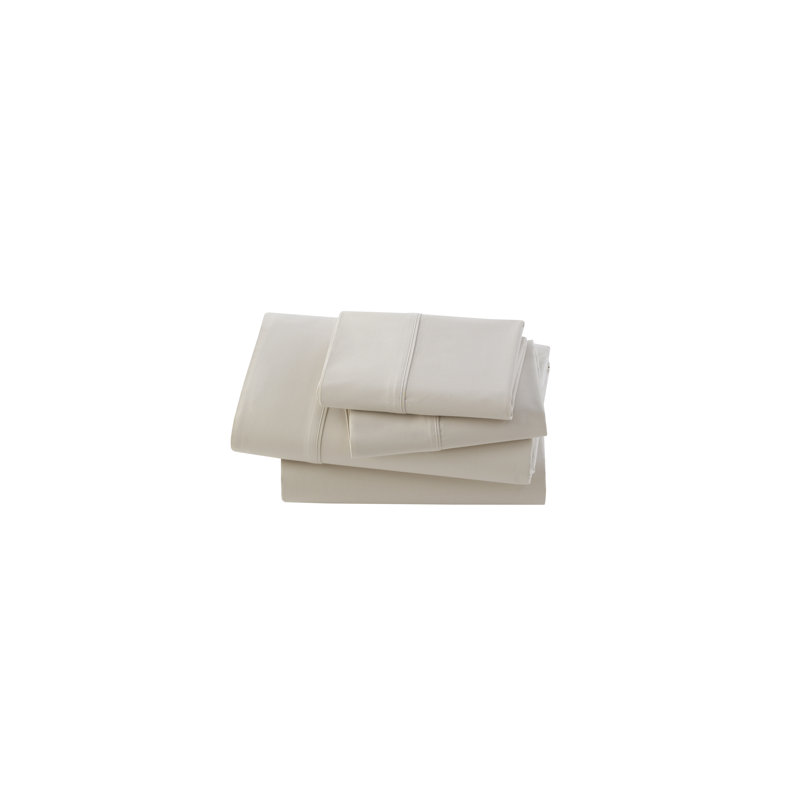 Rayon From Bamboo-Cotton Bedding Modern & Contemporary Sateen Flat Sheet, Bisque, Queen Flat Sheet