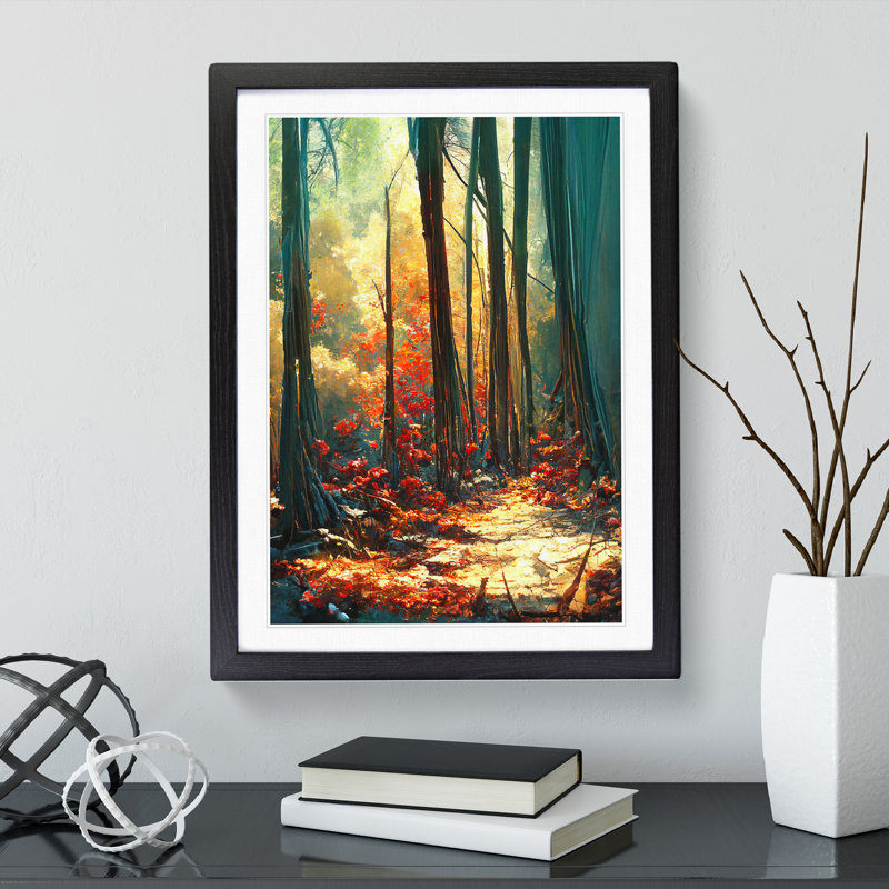 XV1022-3327X Painted Forest No.3 Abstract 1 Piece Single Picture Frame Wall Art, 64cm H x 46cm W x 2cm D, Black