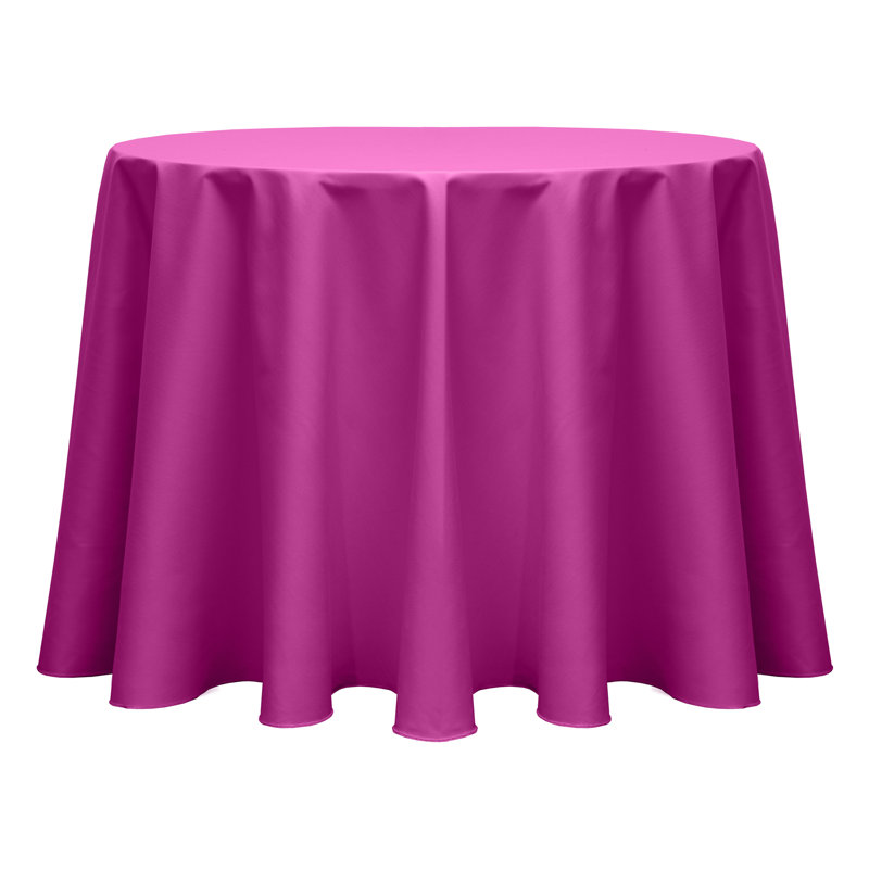 Cotton Twill Round Tablecloth, 3, Raspberry, 102" L x 102" W
