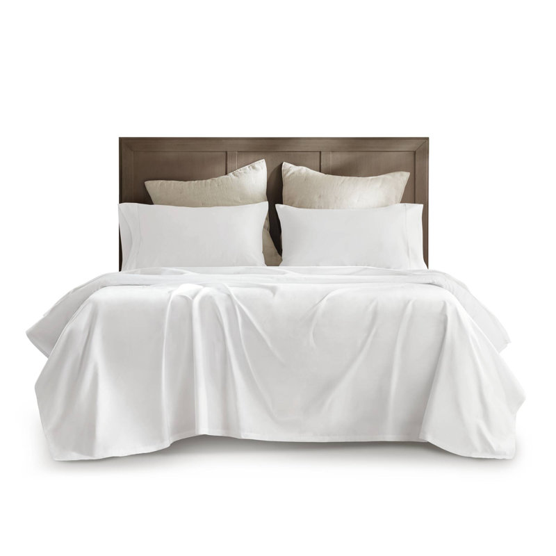 100% Egyptian Cotton Sateen Sheet Set, White, Full/Queen