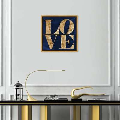 " Solid Gold Navy, Glam Love Texture Modern Blue "