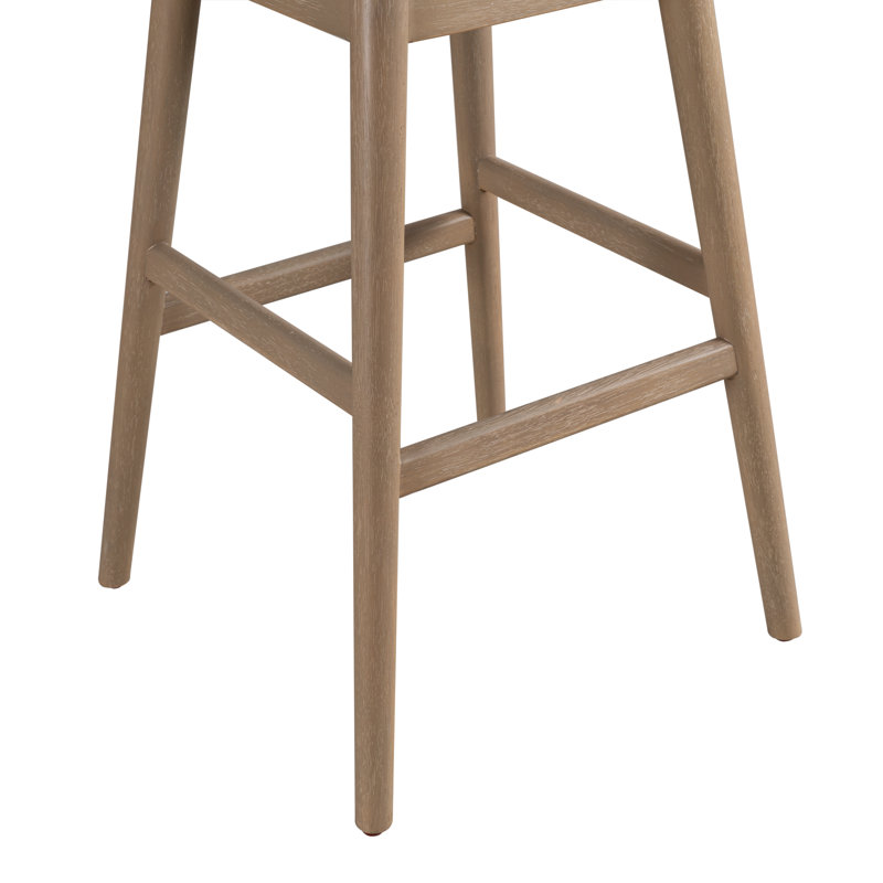 Tabouret de bar pivotant rembourré en bois massif avec siège en tissu Wasserman, Bois délavé, 1