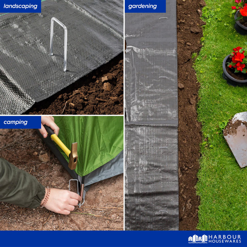 Harbour Housewares U-Shaped Weed Control Membrane Pegs - 6" (150mm) - Pack of 50 Extension Kit