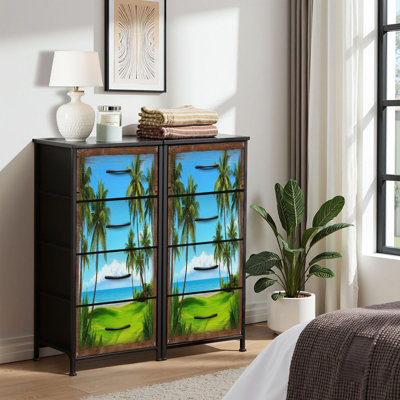 Commode pour commode de chambre à coucher pour garde-robe de plage Maui Hawaii Commodes et commodes de rangement en tissu avec bacs de rangement à 4 tiroirs