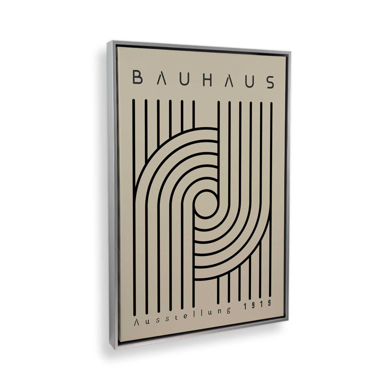 Impression sur toile monochrome Bauhaus Curves, Reproduction encadrée sans passe-partout, H 36,75 po x l 24,75 po