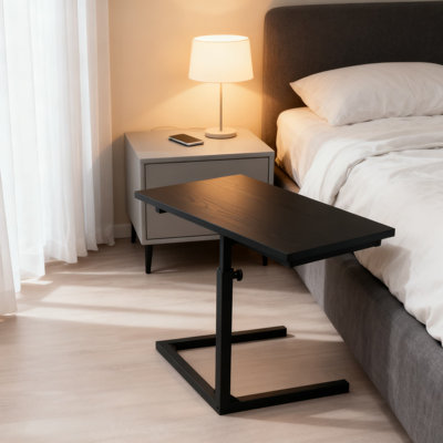 C-Shape Sofa Side Table With Height Adjustment, Multi-Purpose Laptop Bed Desk And End Table With Sturdy Metal Frame For Living Room, Bedroom, Or Office Use
