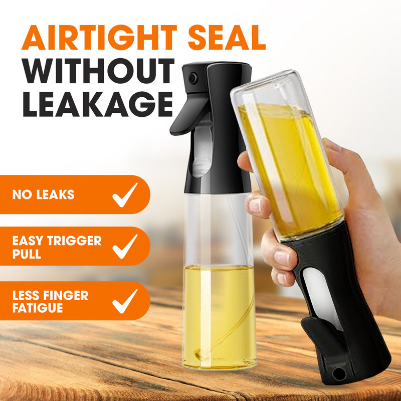 Set of 2 Black Glass Oil Sprayer Bottles 300ml
