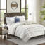 Édredon - Double / grand imprimé microfibre douce en microfibre bleu et taupe à motif géométrique diamant-121054666