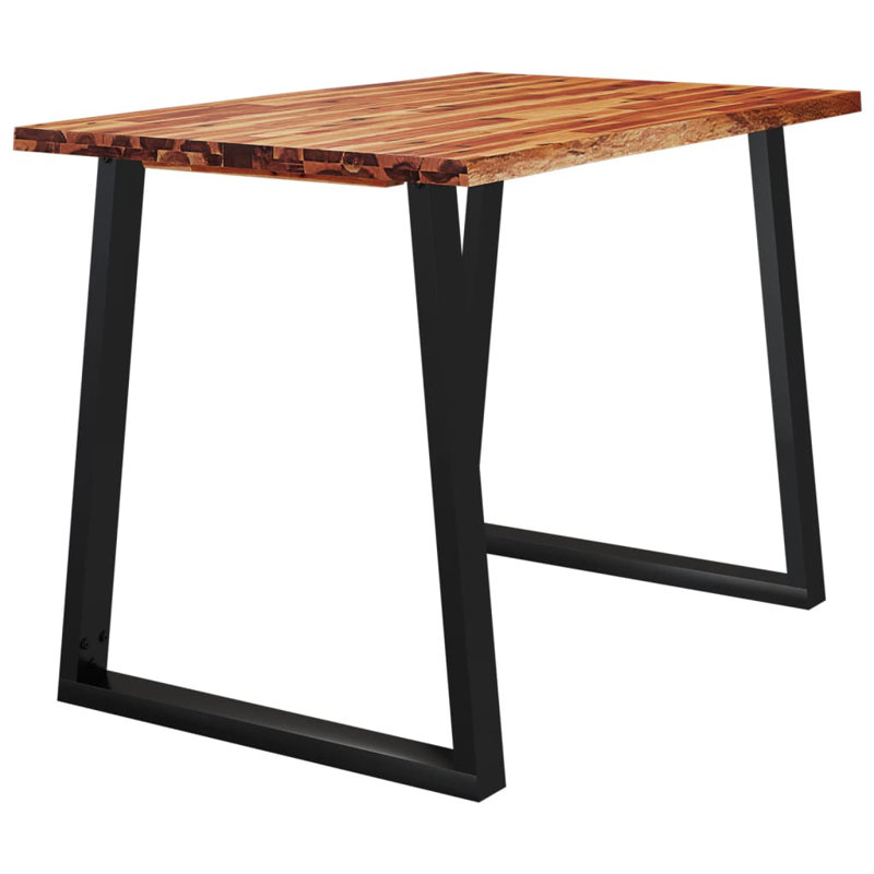 Metamora Acacia Solid Wood Top Metal Base Dining Table, 75 x 110 x 70 cm