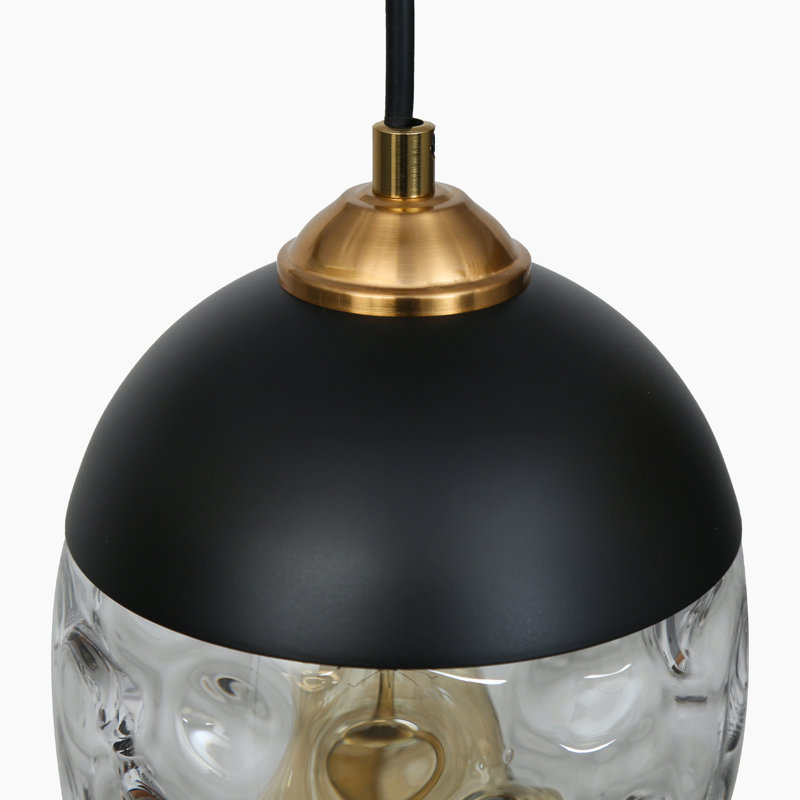 Luminaire suspendu pour îlot de cuisine 1 lumière Hanshelmut (1 ensemble), Noir, noir, noir, noir