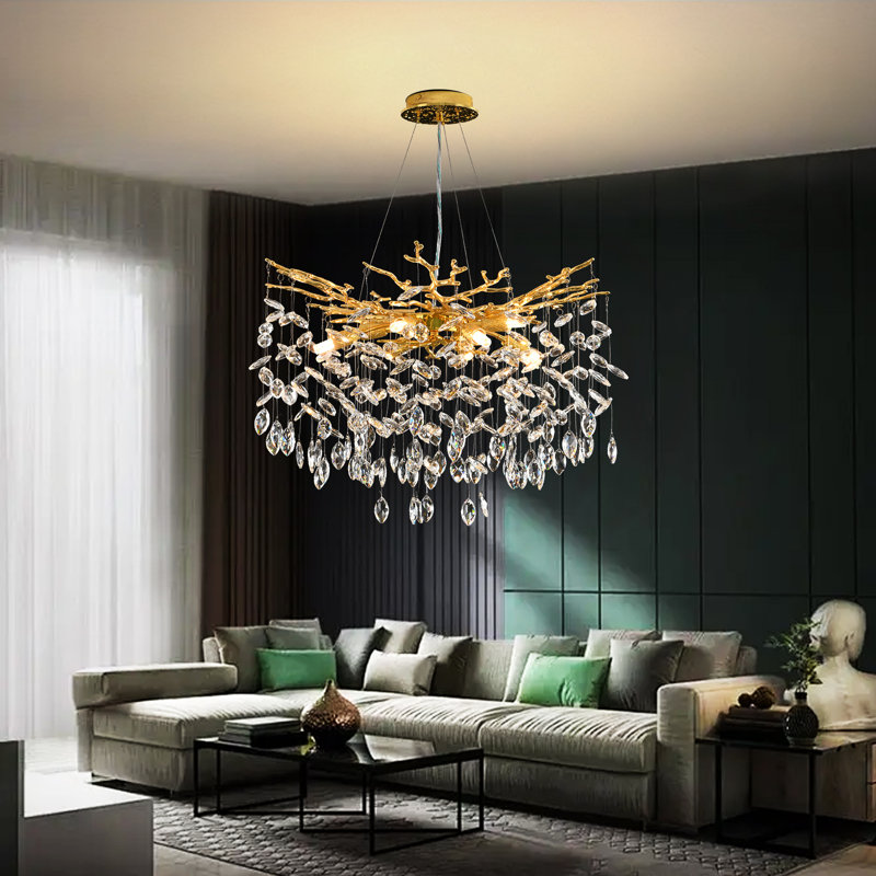 Grand lustre moderne en cristal Glam Chandelier, H 20 po x l 32 po x P 32 po