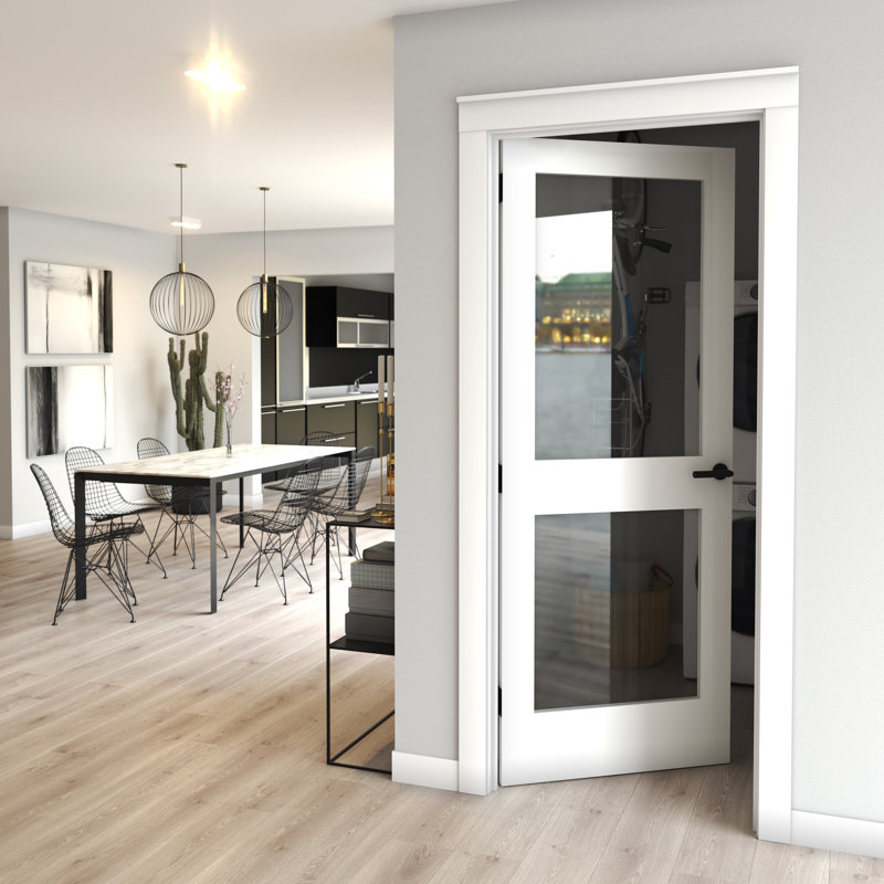 30" x 80" White Primed Solid Pine 2-Panel Glass Door Slab