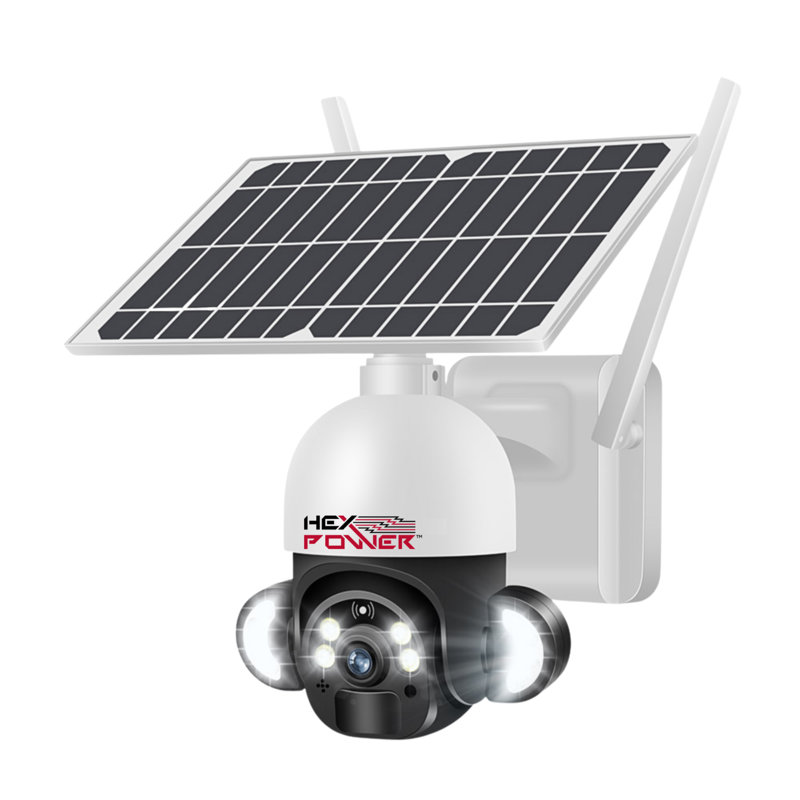 2K 4Mp Solar Powered WiFi Video Enabled Dusk to Dawn Smart PTZ Security Camera