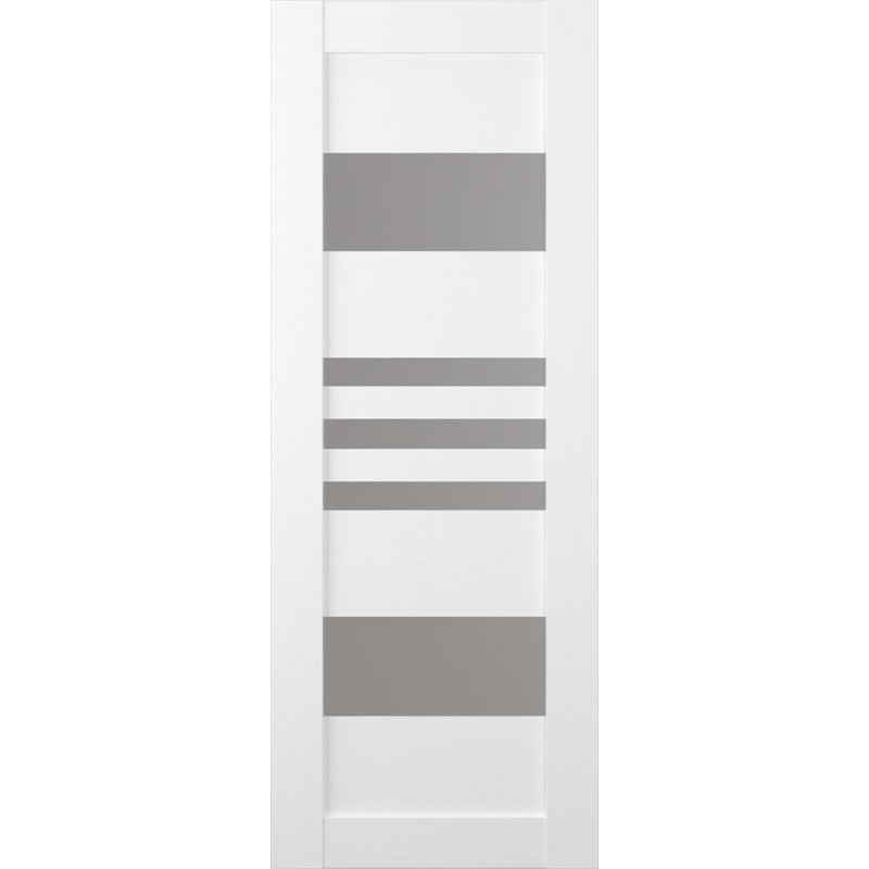 Porte de grange en bois et verre Leti, 35,875 po x 79,37 po, Blanc noble