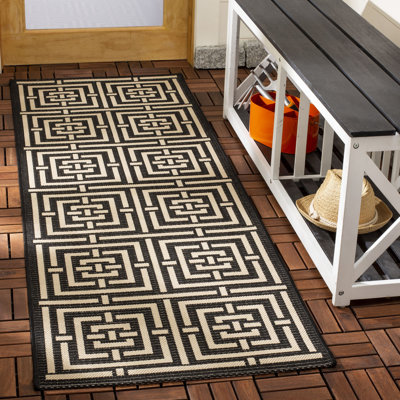 Arneshia Geometric Black/Beige Indoor/Outdoor Area Rug