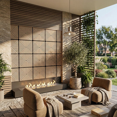 23.6 In. X 23.6 In. 3D Acoustic Wood Slat Square Edge Decorative Wall Panels (Set Of 4)