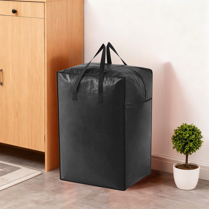  Clothes Storage Bags Large Packing Moving Bags, Heavy Duty Storage Bins Foldable Storage Containers, Closet Organizers and Storage for Clothing, Sweater, Comforter, Bedding (Black, M)
